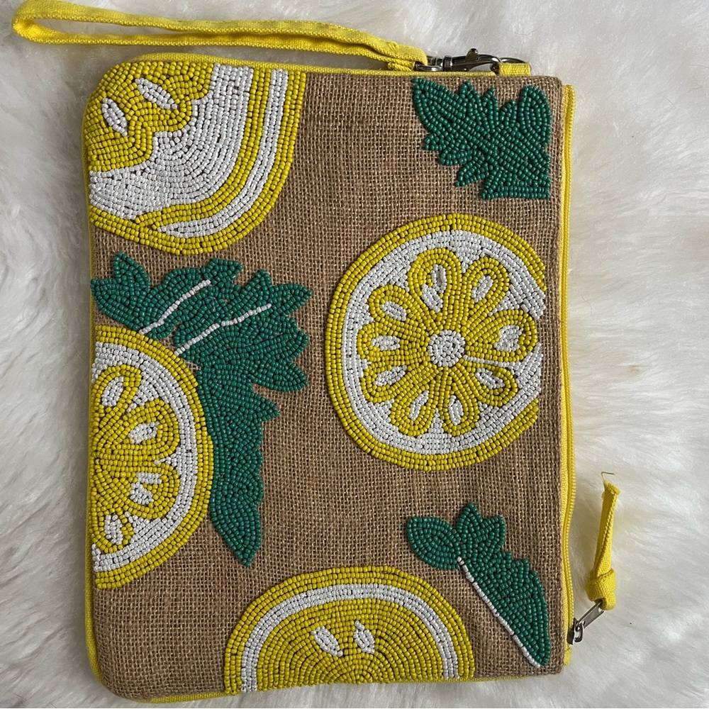 Yellow and Green Beaded Clutch